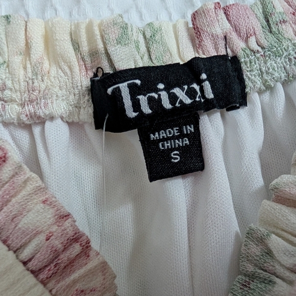 Trixxi Floral Maxi Dress Size Small - Pink Rose Print Off Shoulder Boho Dress NW - Picture 10 of 12